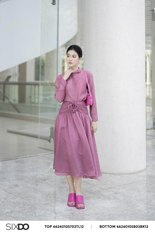 Sixdo Murrey Long Sleeves Organza Shirt